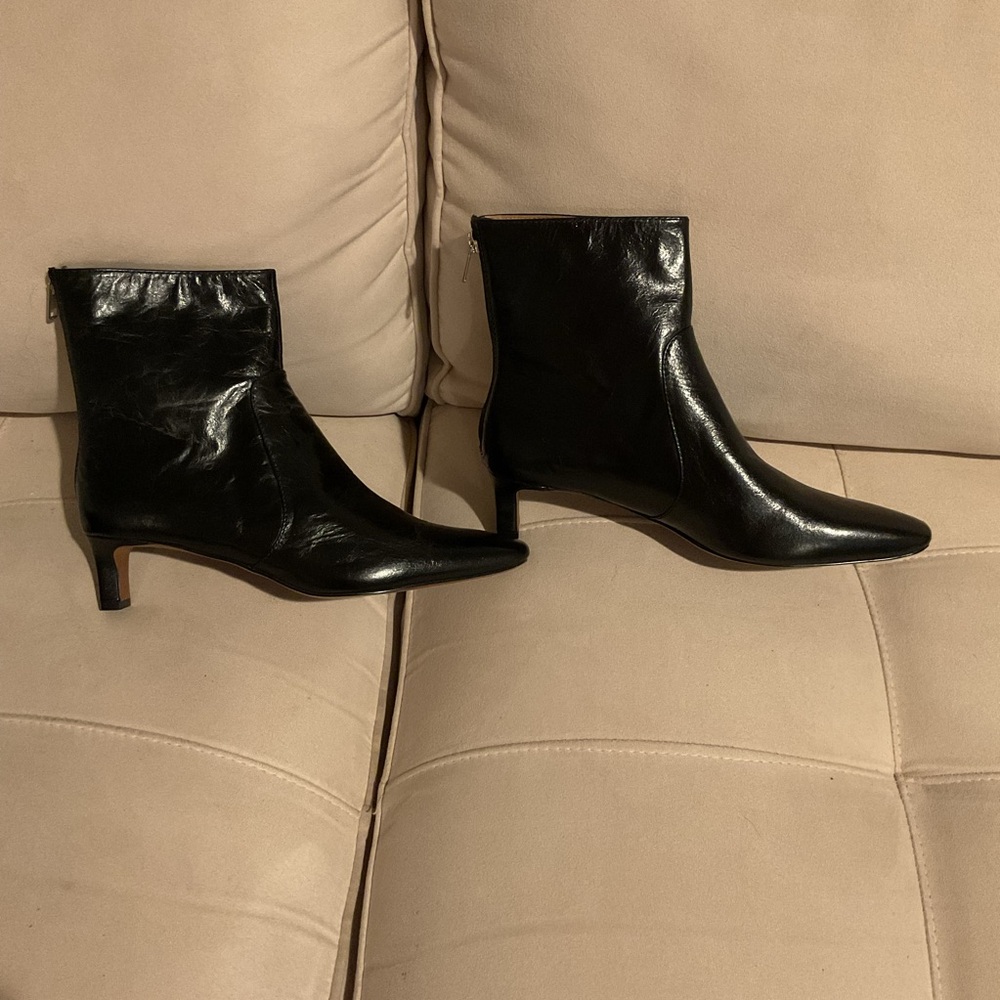 Madewell Glossy Leather Black Heeled Boots - Picture 3 of 6